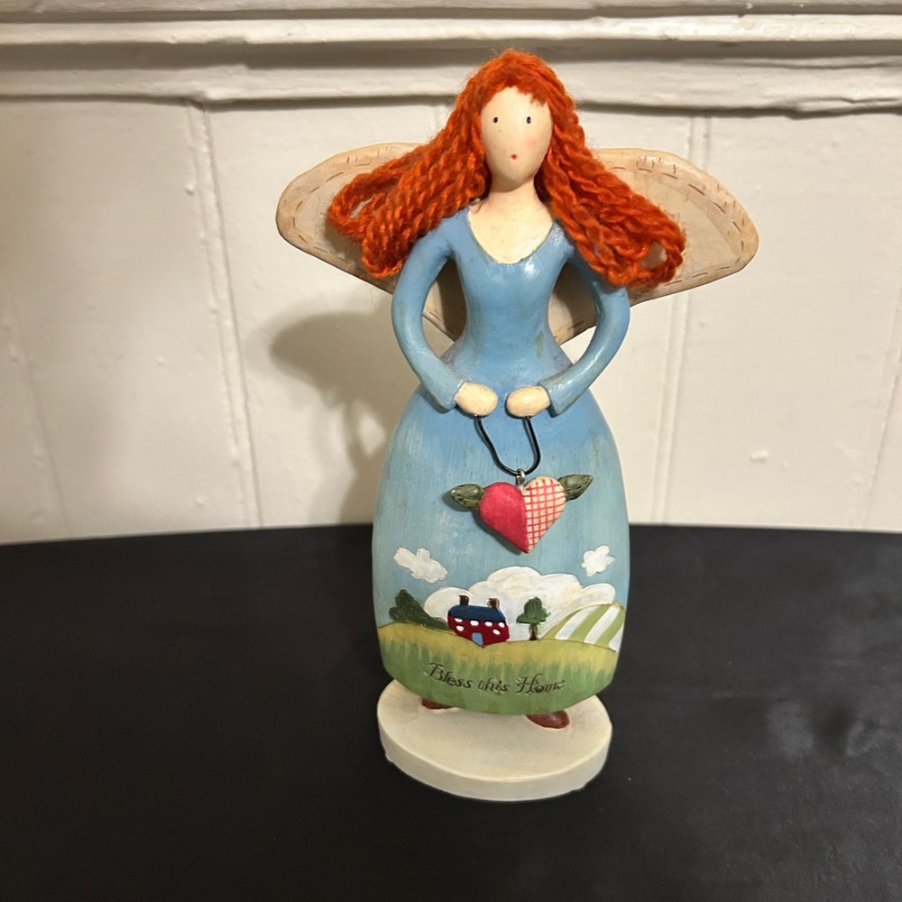 Country Gatherings Russ Berrie Hand Painted Resin Angel- Bless This Home